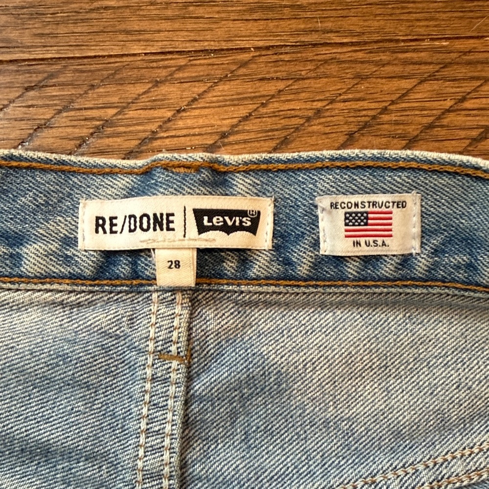 Re/Done Light Blue Distressed Denim Cutoff Shorts - Picture 2 of 3
